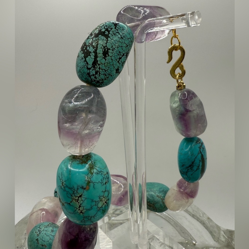 Vintage Kenneth Lane turquoise necklace- amethyst/ fluorite - Picture 14 of 17